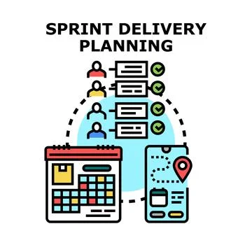 Agile sprint delivery planning process managing team tasks Stock Illustration