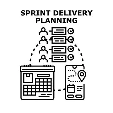 Agile sprint delivery planning process managing team tasks イラスト素材