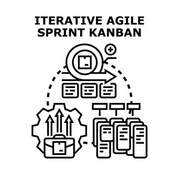 Agile sprint kanban methodology process development concept Illustrazione stock