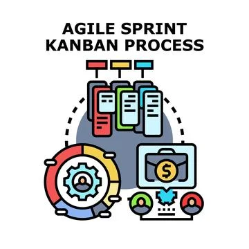 Agile sprint kanban process developing business workflow Stock Illustration