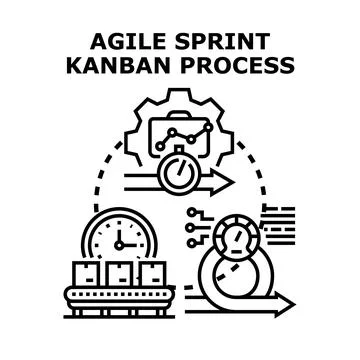 Agile sprint kanban process implementing business strategy Stock Illustration