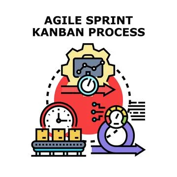 Agile sprint kanban process implementing business strategy Stock Illustration
