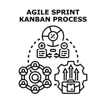 Agile sprint kanban process vector illustration Stock Illustration