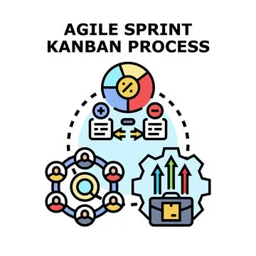 Agile sprint kanban process vector illustration 库存插图