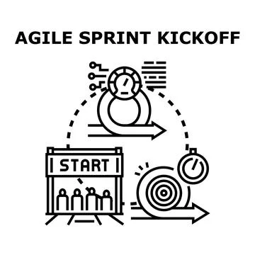 Agile sprint kickoff project management planning process Illustrazione stock