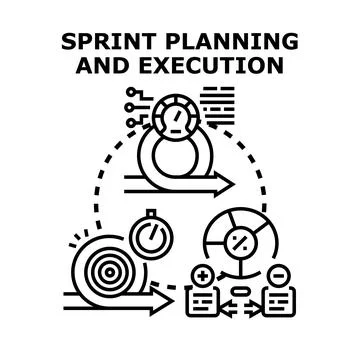 Agile sprint planning and execution workflow diagram Stock Illustration