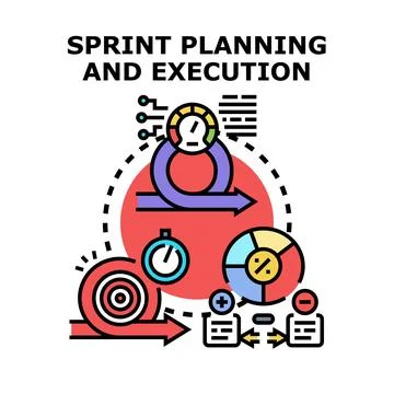 Agile sprint planning and execution workflow diagram Stock Illustration