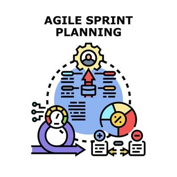 Agile sprint planning process management development strategy 库存插图