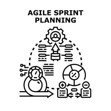 Agile sprint planning process management development strategy Stock Illustration