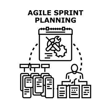 Agile sprint planning process with tasks and team collaboration イラスト素材