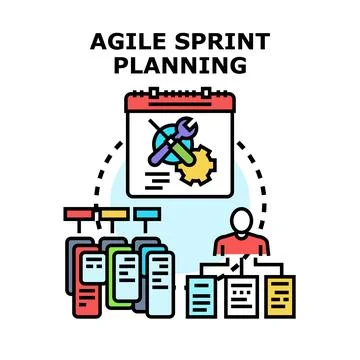 Agile sprint planning process with tasks and team collaboration Stock Illustration