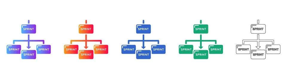 Agile Sprint Process Node Diagram Stock Illustration