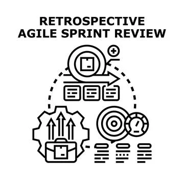Agile sprint review process managing project development Stock Illustration