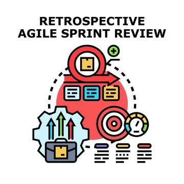 Agile sprint review process managing project development Stock Illustration