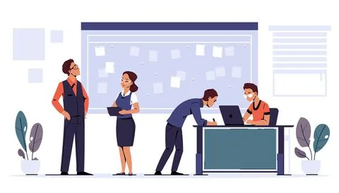 Agile task board. Scrum methodology teamwork. People planning business projects Illustrazione stock