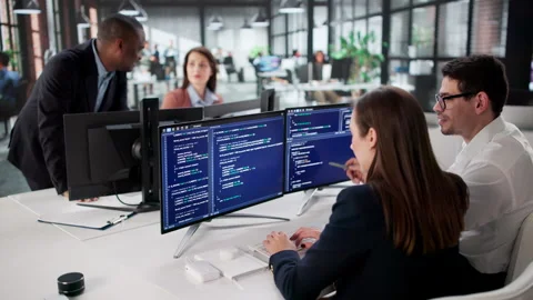 Agile Team Coding New Software Stock Footage 328405617