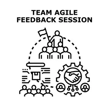 Agile team feedback session planning and development process Stock Illustration