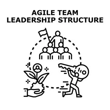 Agile team leadership structure developing business solution Illustration