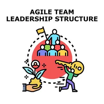 Agile team leadership structure developing business solution Illustration