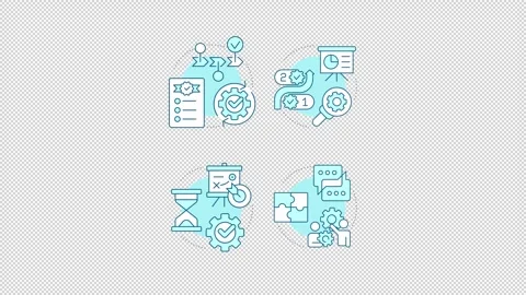 Agile team project management blue concept icons animation set Stock Footage 344179846