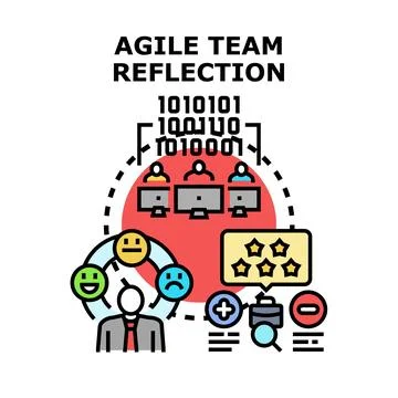 Agile team reflection evaluating product development process イラスト素材