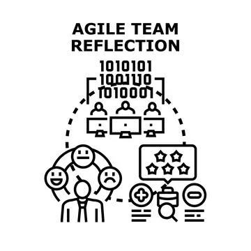 Agile team reflection evaluating product development process Illustrazione stock