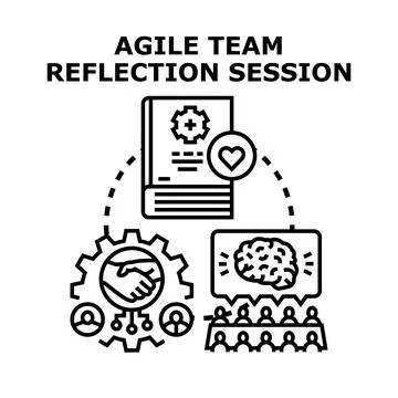 Agile team reflection session for business improvement Ilustração Stock