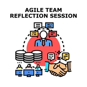 Agile team reflection session collaboration and feedback Stock Illustration