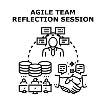 Agile team reflection session collaboration and feedback Stock Illustration