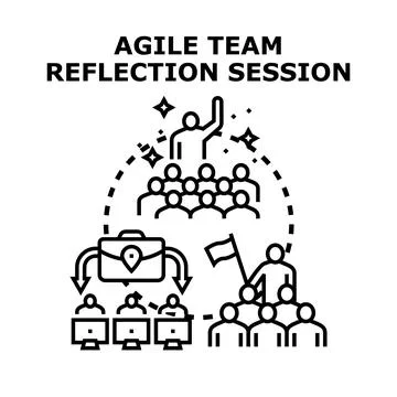 Agile team reflection session planning strategy process Stock Illustration