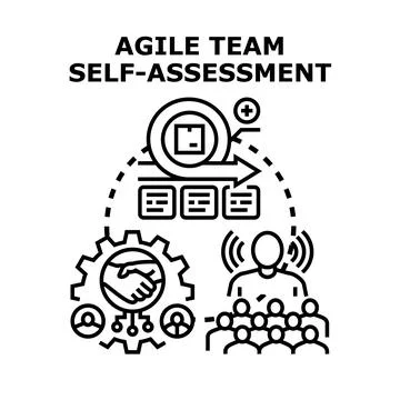 Agile team self assessment concept for business development process Stock Illustration