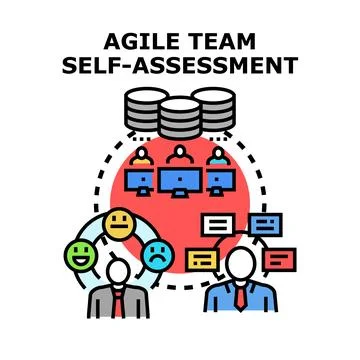Agile team self assessment evaluating performance and feedback Stock Illustration