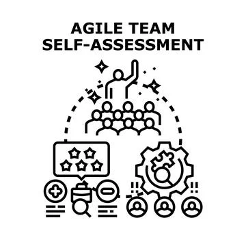 Agile team self assessment evaluating business performance concept Stock Illustration