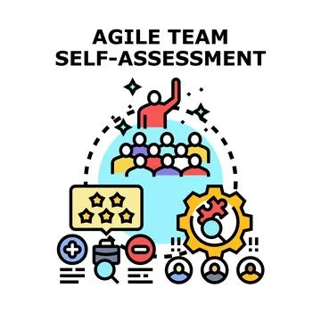 Agile team self assessment evaluating business performance concept Stock Illustration