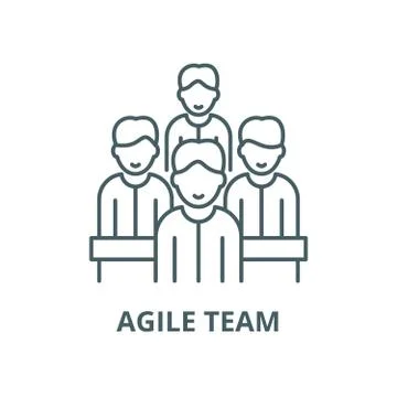 Agile team vector line icon, outline concept, linear sign Stock Illustration