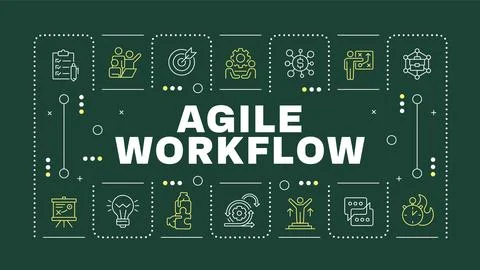 Agile workflow dark green word concept Stock Illustration
