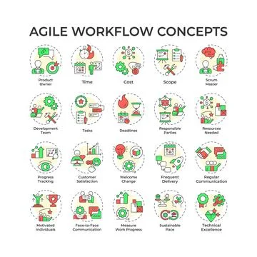Agile workflow multi color concept icons 库存插图