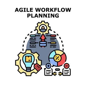 Agile workflow planning managing business development process Stock Illustration