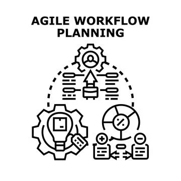 Agile workflow planning managing business development process Stock Illustration