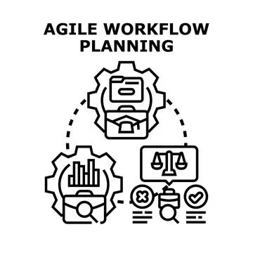 Agile workflow planning process with business data analysis Stock Illustration
