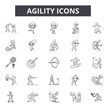 Agility line icons. Editable stroke signs. Concept icons: agile, development 스톡 일러스트
