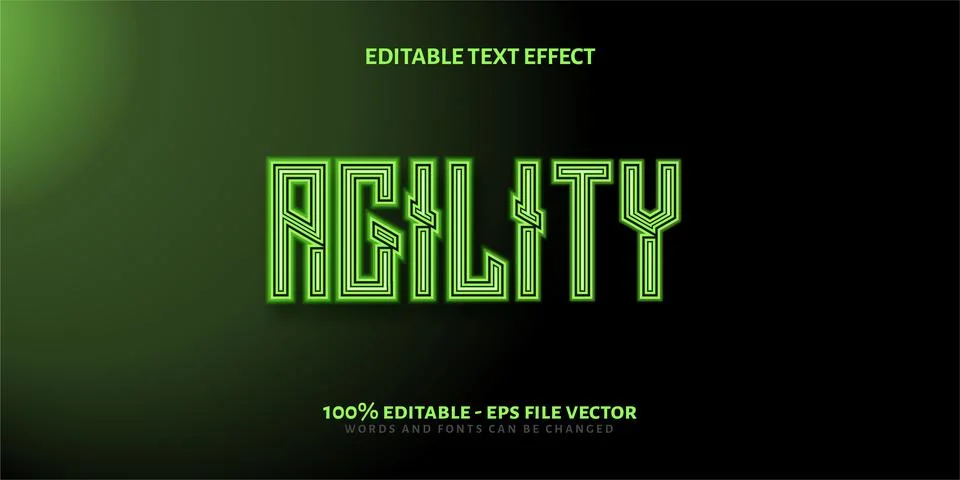 Agility Text Effect, Editable text style effect with 3D effect theme. Stock Illustration