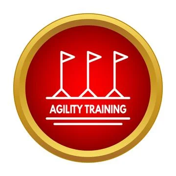 Agility training outline flags icon on red button Stock Illustration