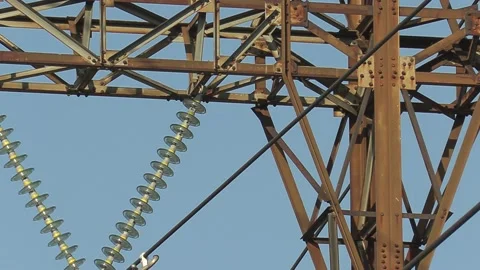Aging electrical power grid transmission grid infrastructure towers and lines Video stock 149385236