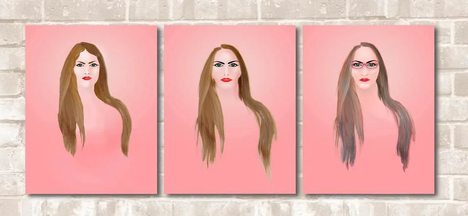 Aging, getting older gracefully is the theme of this sequence of a young woma Stock Illustration