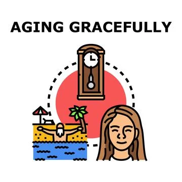 Aging gracefully concept celebrating life stages enjoying retirement Stock Illustration