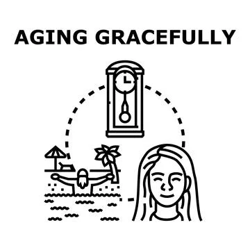 Aging gracefully concept celebrating life stages enjoying retirement Stock Illustration