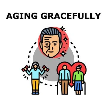 Aging gracefully concept showing healthy lifestyle and senior wellness Stock Illustration