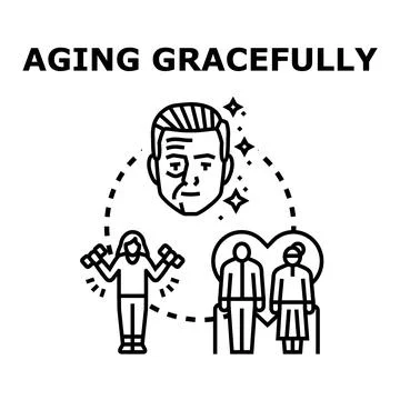 Aging gracefully concept showing healthy lifestyle and senior wellness Stock Illustration