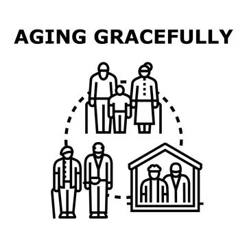 Aging gracefully concept showing senior people enjoying life Stock Illustration